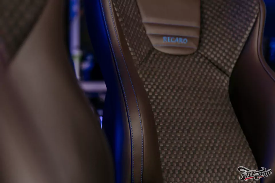 Перетяжка сидений Recaro для Honda Accord 7 в кожу и алькантару с плетением в стиле Bottega Veneta!